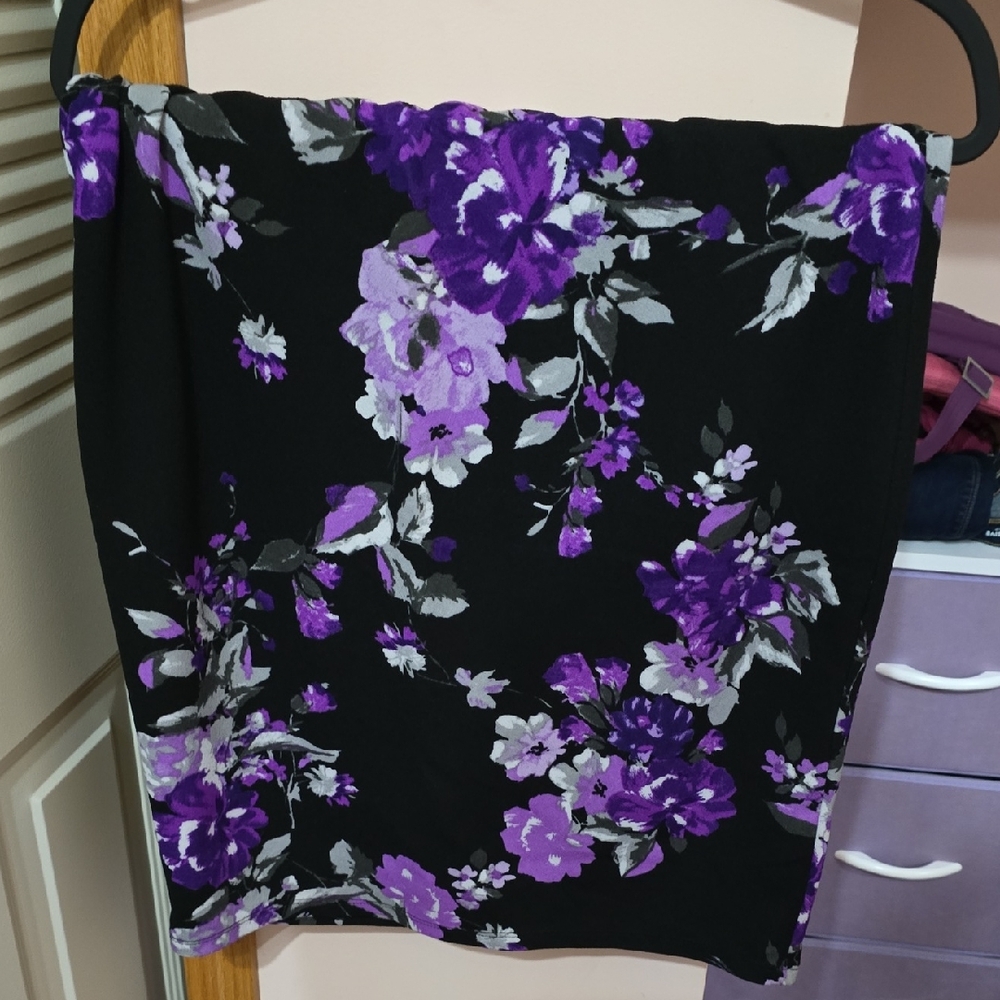 Ricki's Black and Purple Floral Midi Skirt